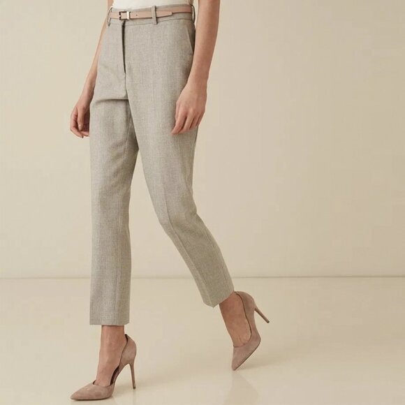 REISS Hettie Slim-Fit Wool Blend Tailored Trousers Light Gray Work Pants sz US 0 - Picture 3 of 11